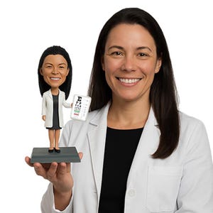 Custom Bobblehead Female Optometrist, Female Physician Doctor Custom Bobblehead, Oculist Custom Bobblehead, Eye Doctor Custom Bobblehead