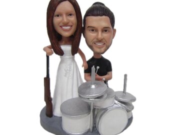 Custom Bobblehead Drummer & Hunter Wedding Couple, Bridal Party Custom Bobblehead, Wedding Custom Bobblehead, Personalized Bobblehead