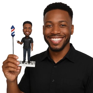 Custom Bobblehead Professional Male Barber, Barber Custom Bobblehead, Male Hairstylist Custom Bobblehead