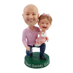 Custom Bobblehead Loving Father and Kid Daughter, Father and Daughter Custom Bobblehead, Family Custom Bobblehead