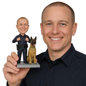 Custom Bobblehead K-9 Police, Policeman with Police Dog Custom Bobblehead, K-9 Custom Bobblehead