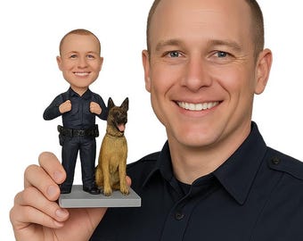 Custom Bobblehead K-9 Police, Policeman with Police Dog Custom Bobblehead, K-9 Custom Bobblehead