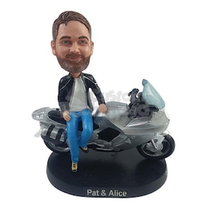 Custom Bobblehead Super Cool Biker Dude, Motorcycle Rider Custom Bobblehead, Motorcycle Custom Bobblehead image 1