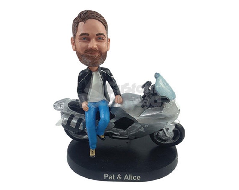 Custom Bobblehead Super Cool Biker Dude, Motorcycle Rider Custom Bobblehead, Motorcycle Custom Bobblehead image 1