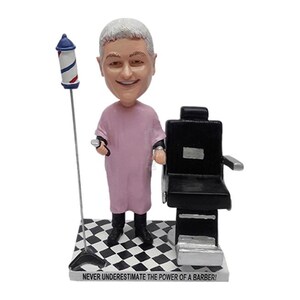 Custom Bobblehead Male Barber Ready to Make a Nice Low Cut - Personalized Hairstylist Bobblehead and Custom Action Figure