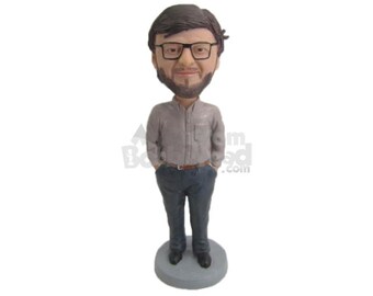 Custom Bobblehead Cool Dude, Casual Male Custom Bobblehead