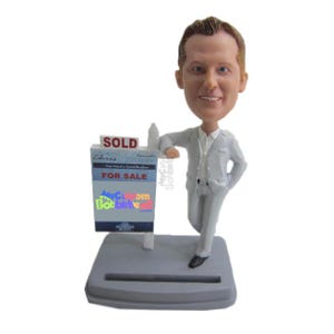 Custom Bobblehead Real Estate Agent, Male Agent Custom Bobblehead, Realtor Custom Bobblehead