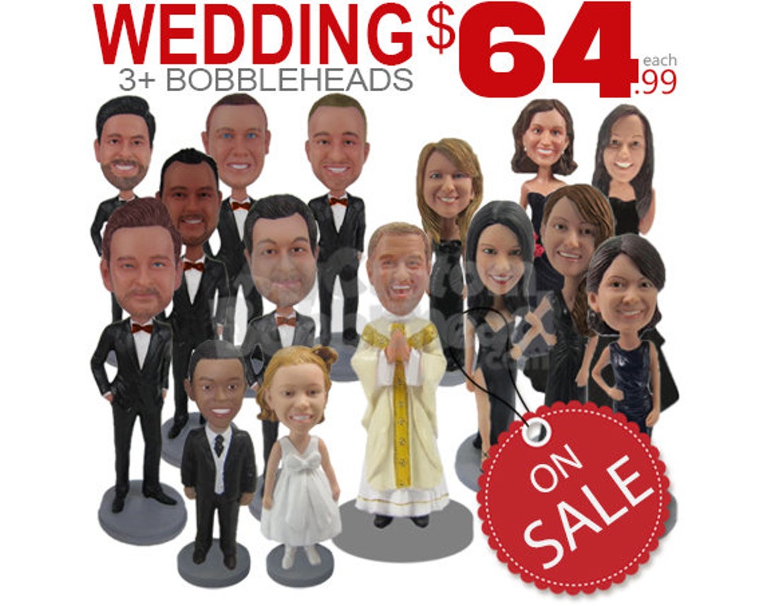 Custom wedding bobblehead in a gray dress main image 1