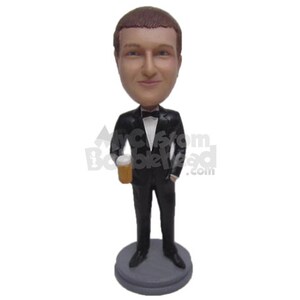 Custom Bobblehead Groomsman with Beer, Bestman, Asher, Groom Custom Bobblehead, Wedding Custom Bobblehead, Personalized Bobblehead