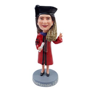 Custom Bobblehead Important Graduate Student Holding a Diploma - Personalized Graduation Bobblehead and Custom Action Figure