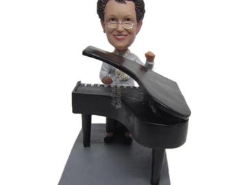 Custom Bobblehead Female Pianist Piano Player Custom Bobblehead, Music Custom Bobblehead