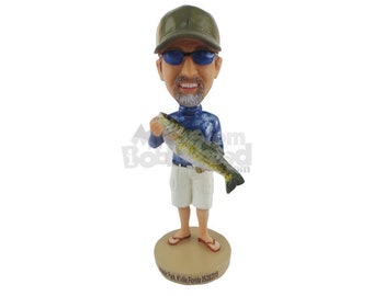 Custom Bobblehead Fish Lover, Fishing Custom Bobblehead, Fisherman Custom Bobblehead