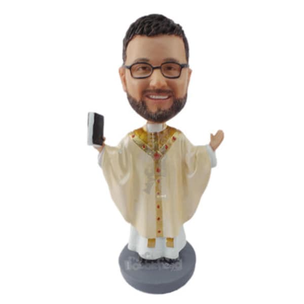 Custom Bobblehead Religious Priest with Bibble Custom Bobblehead, Religious Officiant Custom Bobblehead Wedding Priest Custom Bobblehead