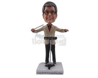 Custom Bobblehead Orchestra Conductor Directing The Musicians, Musician Custom Bobblehead, Director Custom Bobblehead