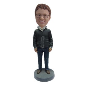 Custom Bobblehead Casual Male in Jeans and Sweater, Casual Custom Bobblehead, Relax Dude Custom Bobblehead