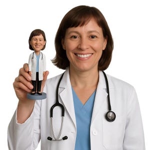 Custom Bobblehead Female Doctor in Scrubs, Female Physician Custom Bobblehead, Doctor Custom Bobblehead, Doctor Bobblehead
