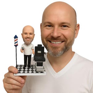 Custom Bobblehead Male Barber, Barber Custom Bobblehead, Male HairStylist Custom Bobblehead