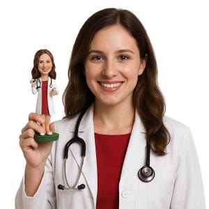 Custom Bobblehead Female Doctor, Female Physician Custom Bobblehead, Female Medical Doctor Custom Bobblehead
