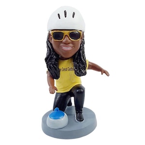 Custom Bobblehead Curler Aficionado, Champion Curling Custom Bobblehead, Sports Custom Bobblehead