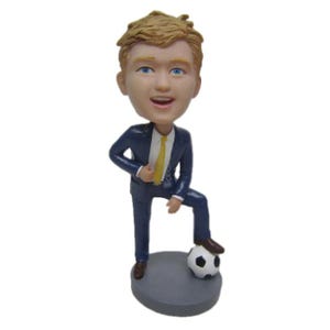 Custom Bobblehead Businessman Soccer Lover, Soccer Custom Bobblehead, Sports Custom Bobblehead