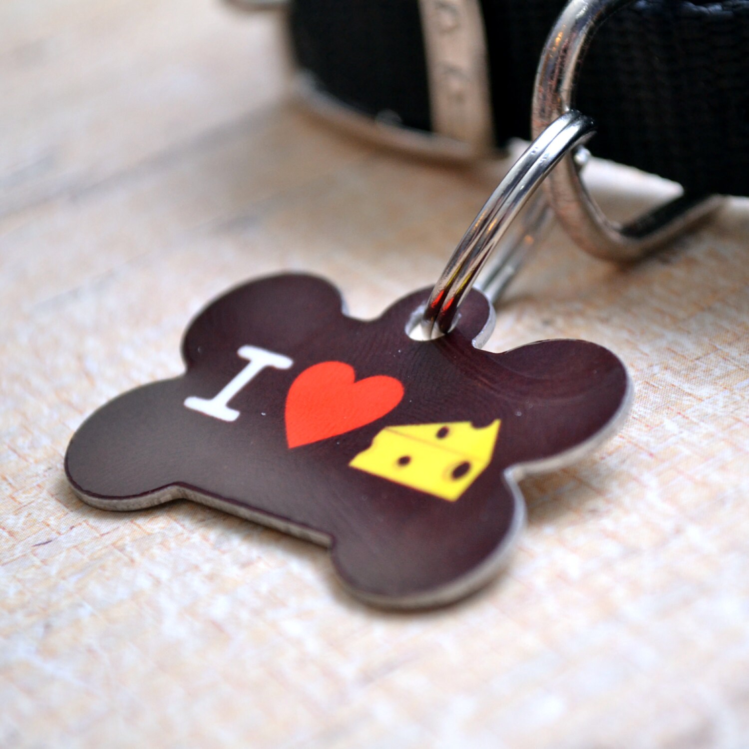 Funny Dog ID Tag I Heart Cheese Uniqe Pet ID Tag Cat Etsy