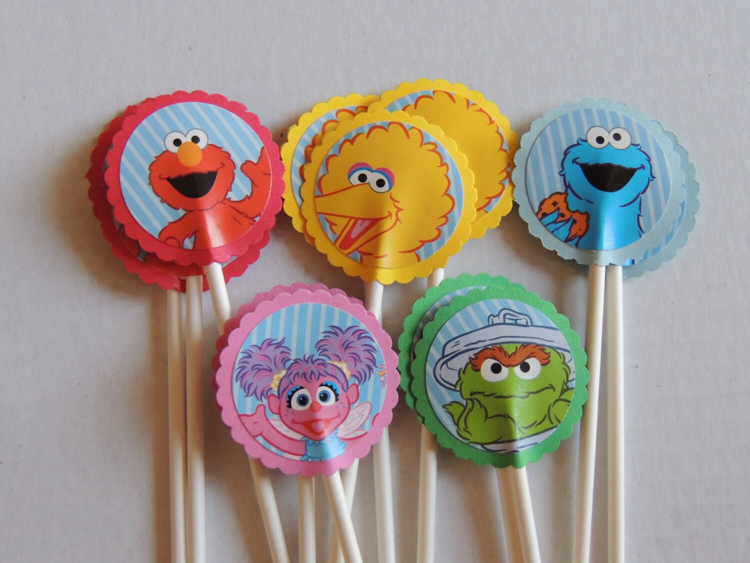 12 Pcs Sesame Street Cupcake Toppers Elmo Cookie Monster Big | Etsy