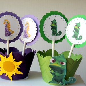 Princess Rapunzel Pascal Cupcake Wrappers Toppers