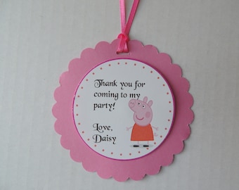 10 Personalized Peppa Pig Happy Birthday Thank You Tags for Favors Goody Bags
