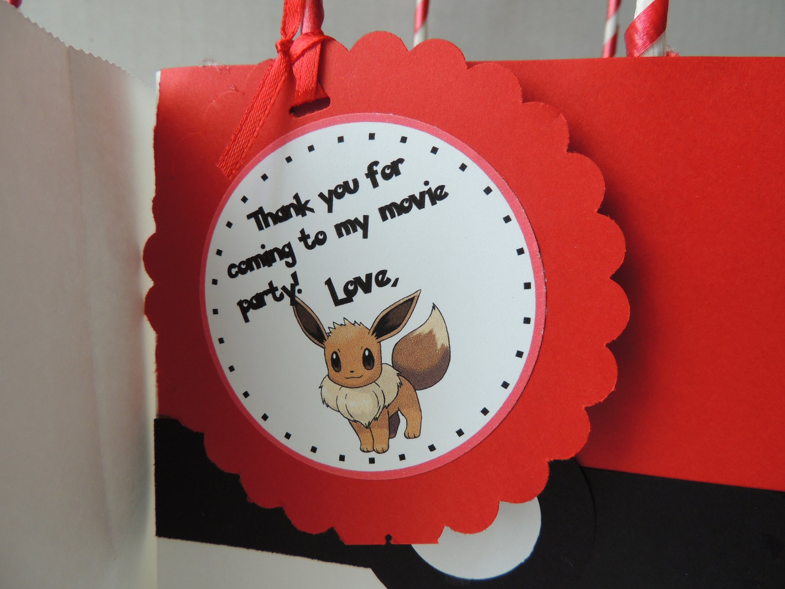 Handmade Pokemon Birthday Party Favor Treat Bags Pokeball Thank You Tags 10 Pcs Etsy