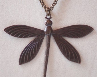 Bronze Libelle Halskette, Kette Insekt Halskette,