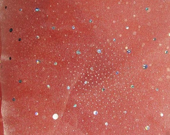 JN00251 Sale item Coral Fussed Sparkle Organza Fashion Craft Home Decor Slight Stretch Sheer Lightweight Soft Hand 58/60" Fabric By The Yard