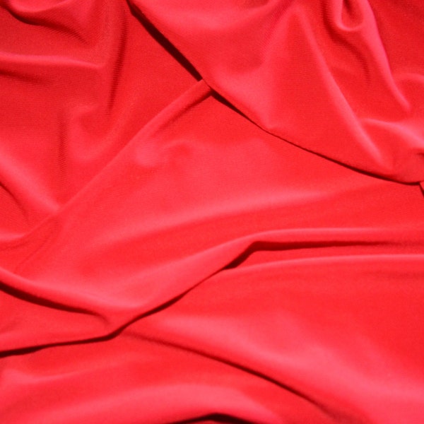 4Way Stretch Red ITY Knit Dress Dance Wear Weight 200 Grams Soft Smooth Drape Slight  Active Wear 58/60" By The 1 Yard