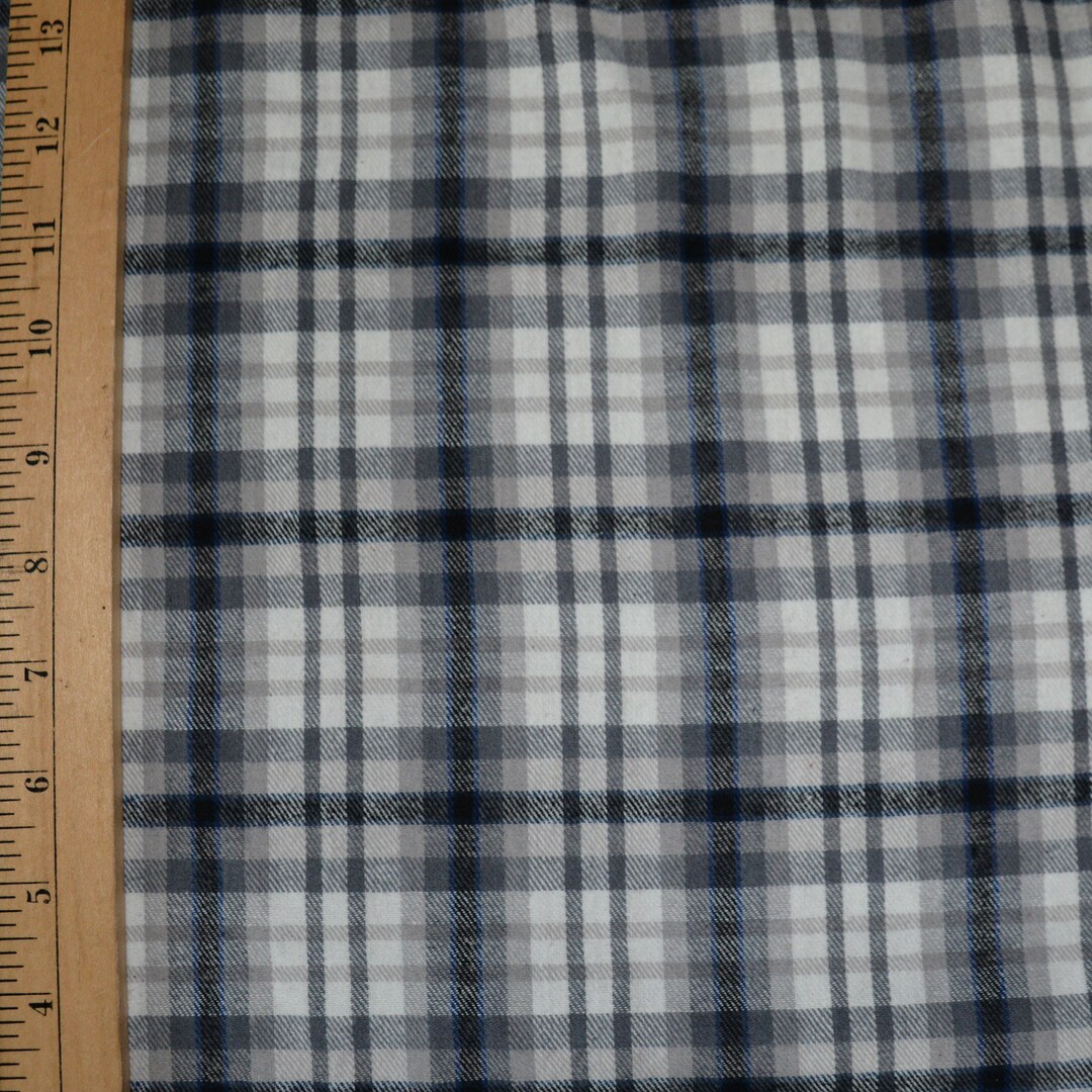 JN00224 Sale 100% Cotton Flannel Plaid Gray White Middle