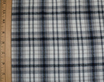 JN00224 Sale 100% Cotton Flannel Plaid Gray White  Middle  Weight   Fashion  58/60" Fabric By The 1 Yard