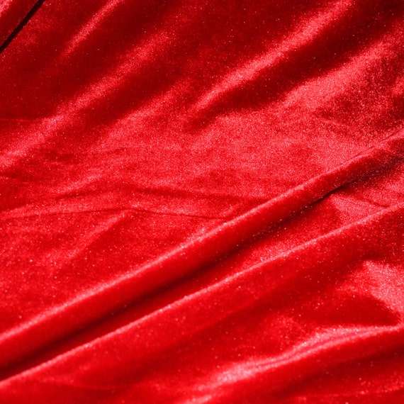 JN00426 Red Stretch Velvet Poly Rayon Blend Soft Deep Drape Luxe Hand Lightweight High Fashion Home Decor 45" Fabric By The 1 Yard