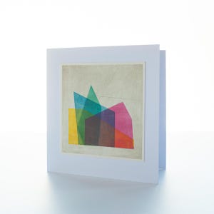Geometric Abstract Art Card: 'Shelter 9' Monoprint Design