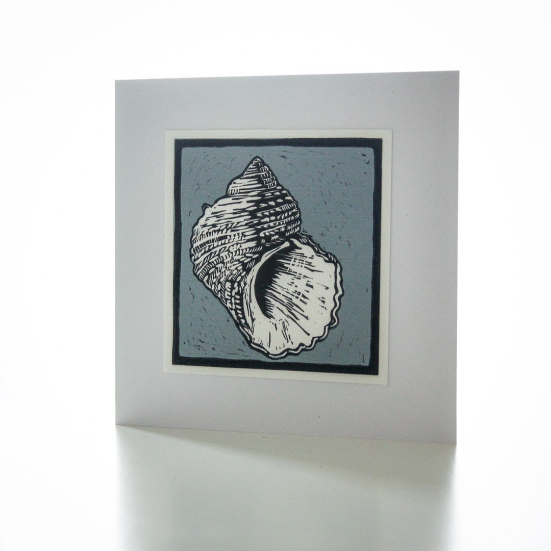 Shell Lino Print Handmade Card | Handmade Card | Beach Design ...