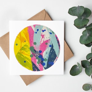 hacer un chapoteo (rosa) / tarjetas de diseño de círculos abstractos / tarjetas de serigrafía