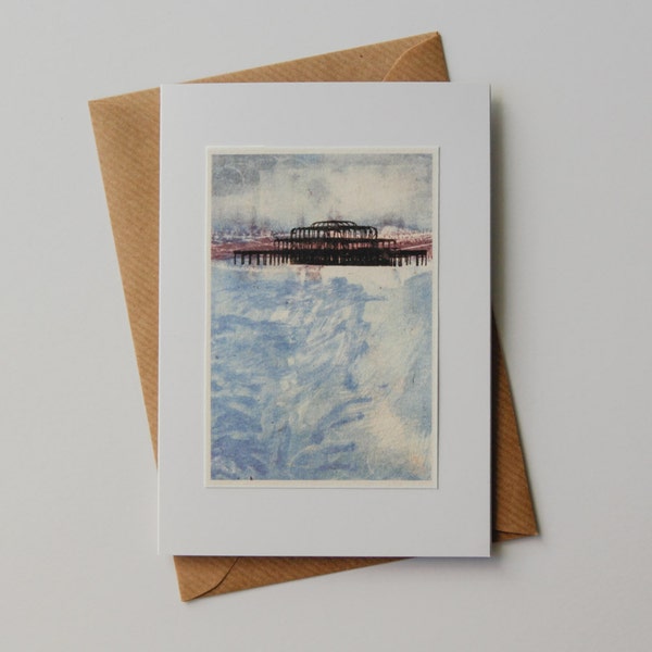Brighton Pier gocco print handmade card