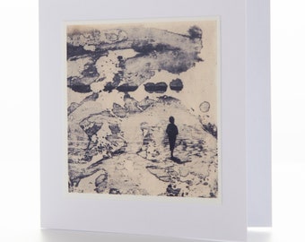 Ebb & Flow | coastal beach handmade card | seaside silhouette | etching card