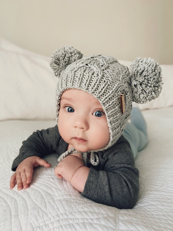 Bébé fille bonnet bébé chapeau et mitaines ensemble tricot bébé chapeau  d'hiver mitaines pour nouveau-né garçon bébé fille bonnet chapeaux 