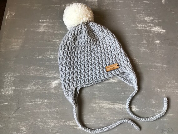 Cotton Ear Flap Hat With Pom Pom, Baby Boy Girl Knit Hat  display picture 1