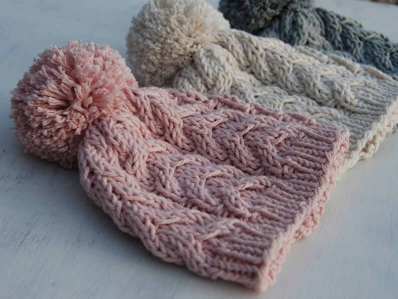 Babyhug Knit Woollen Cable Knit Design Cap With Pom Pom Applique Green - Diameter 11 cm