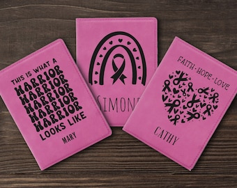 Personalized Leather Passport Holder, Breast Cancer Survivor Passport Wallet, Engraved Cover, Passport Case, Cancer Awareness Month Gift