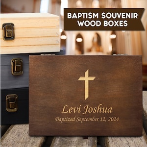 Baptême personnalisé, première communion, boîte souvenir en bois gravé, cadeau de baptême, cadeau religieux pour filleul, petit-enfant, parrain et marraine