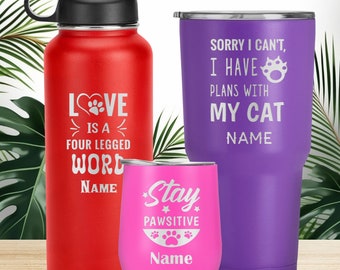 Personalized Cat Tumbler, Pet Parent Gift, Cat Lover Travel Mug, Gift For Cat Owner, Custom Drinkware, Double Insulated Cup, Pet Mom Gift