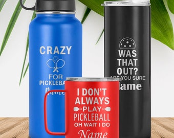 Vaso de Pickleball personalizado, regalo para amantes del deporte, taza de viaje grabada con láser, regalo personalizado para amantes del Pickleball, taza de café con doble aislamiento