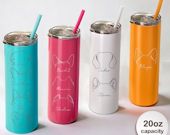 Personalized Dog Mom Tumbler, Custom Dog Ear Tumbler with Name engraved, Travel Mug, Dog Lover Gifts, Dog Ear, Pet Lover Gift, Dog Dad Gift