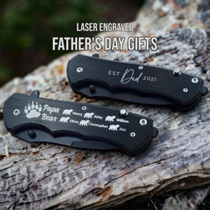 Dad Pocket Knife, Established Dad Gift, Father's Day Gift from Kids, Best Dad Gift, Papa Bear Gift, Engraved Knife, First Fathers Day