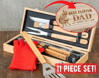 Gift for Dad, Personalized Grill Set, Custom Father's Day Gift, BBQ Grill Set, Mens BBQ, Grilling Tool Set, Men's Grill Gift, BBQ Gift Set